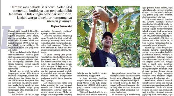 Muh Khoirul Soleh, Warga Salaman yang Berkibar dengan Bibit Tanaman